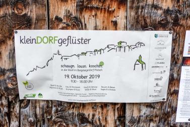 KleinDORFgeflüster im Bergsteigerdorf Matsch unter dem Motto „schaugn. lousn. koschtn“; 19.10.2019; Fotos: Sepp