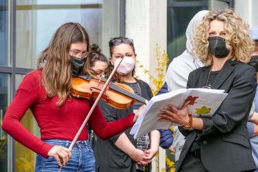 Projekt „Friedenstaube“ an der Landesberufsschule Schlanders am 31.03.2022; Fotos: Sepp