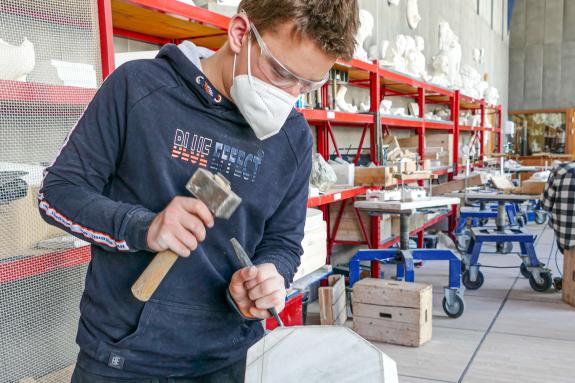 Tag der offenen Tür an der Landesberufsschule Schlanders und an der Berufsfachschule für Steinbearbeitung Laas am 29.01.2022; Foto: Sepp